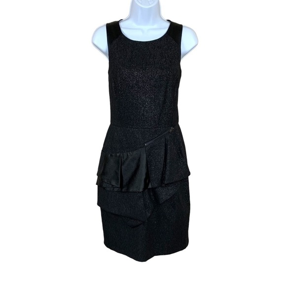 Size 4 Gianni Bini Black Shimmer Peplum Cocktail Dress Sleeveless Party Event - Picture 1 of 11